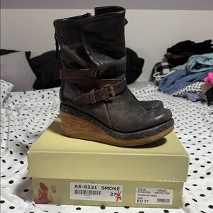 A.S.98 Women's Wedge Boots - Smoke